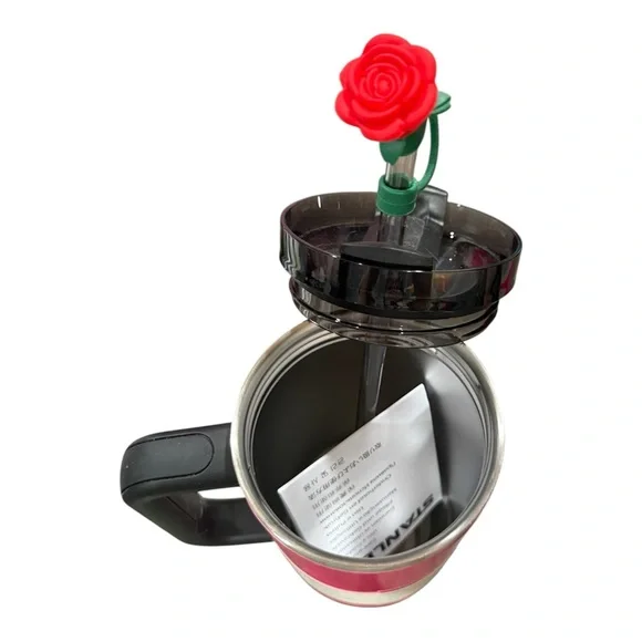 Stanley Pink Quencher H2.0 Tumbler Exclusive 40Oz with Flower Straw Topper - Picture 3 of 4
